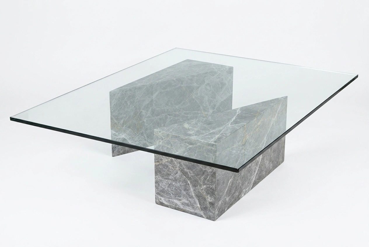 Mesa de centro Par Triángulo mármol - Mármol Hermes Gray - Imagen 5