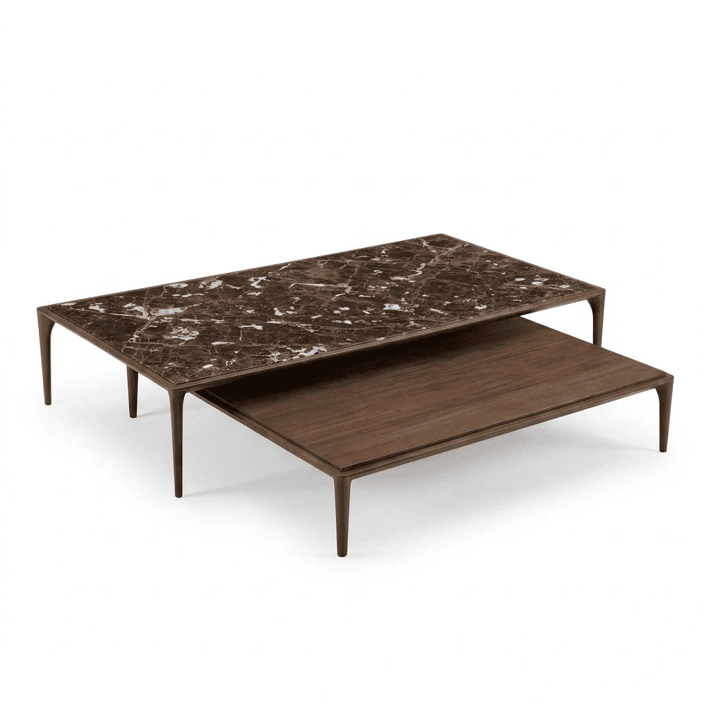 MESA DE CENTRO MOGANO MALTO MÁRMOL EMPERADOR - Imagen 3