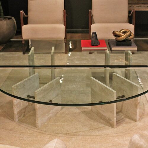 Mesa centro Boston mármol travertino