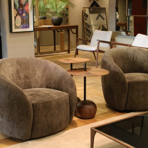 PAR DE SILLONES LONDON GIRATORIOS TELA SENDA - MARRON