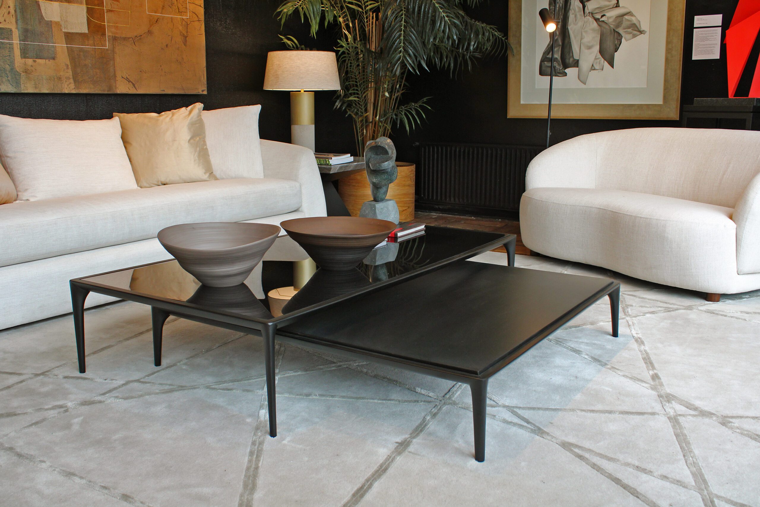 MESA DE CENTRO MOGANO 120X120 TOPE EBANO 160 TOPE VIDRIO - Imagen 2