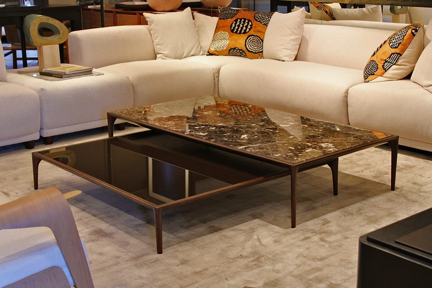 MESA DE CENTRO MOGANO MALTO MÁRMOL EMPERADOR