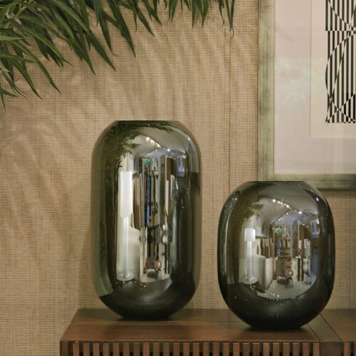 Jarrón Cocoon plateado bajo