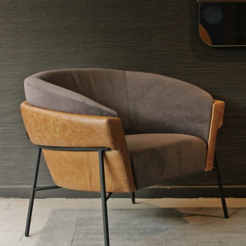 Sillón Virtus interior gris oscuro exterior cuero 138